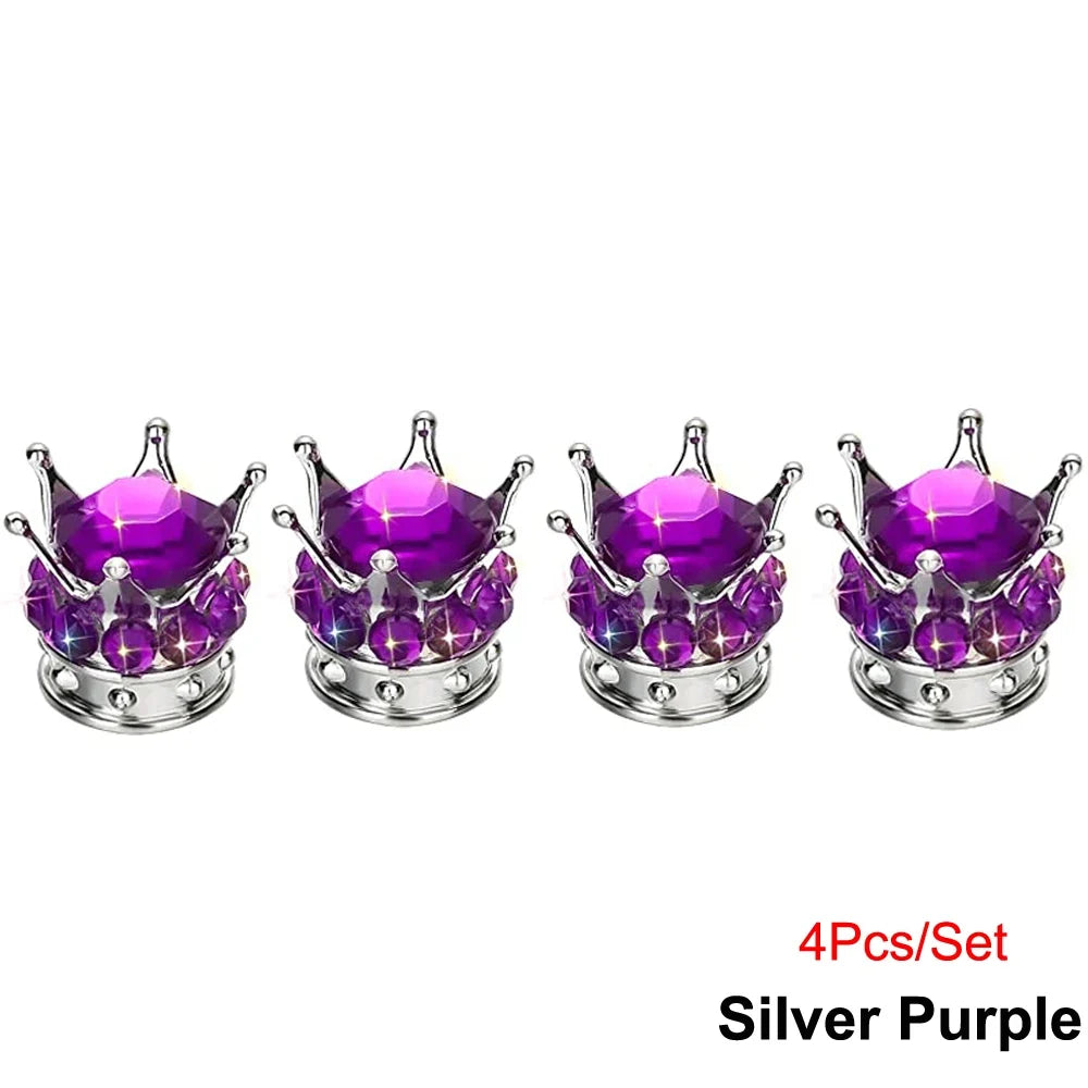 Bling Bling Rhinestone Valve Stem Caps | Chrome Crown Tire Valve Caps for Cars, Bikes & Motorcycles MyPetiteCar.com