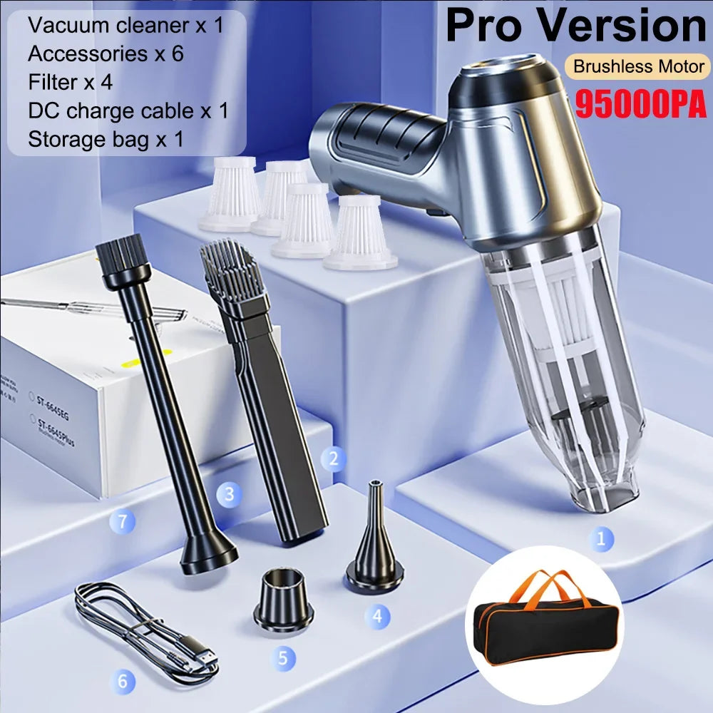 Wireless Car Vacuum Cleaner 95000PA | Cordless Handheld with Blower MyPetiteCar.com