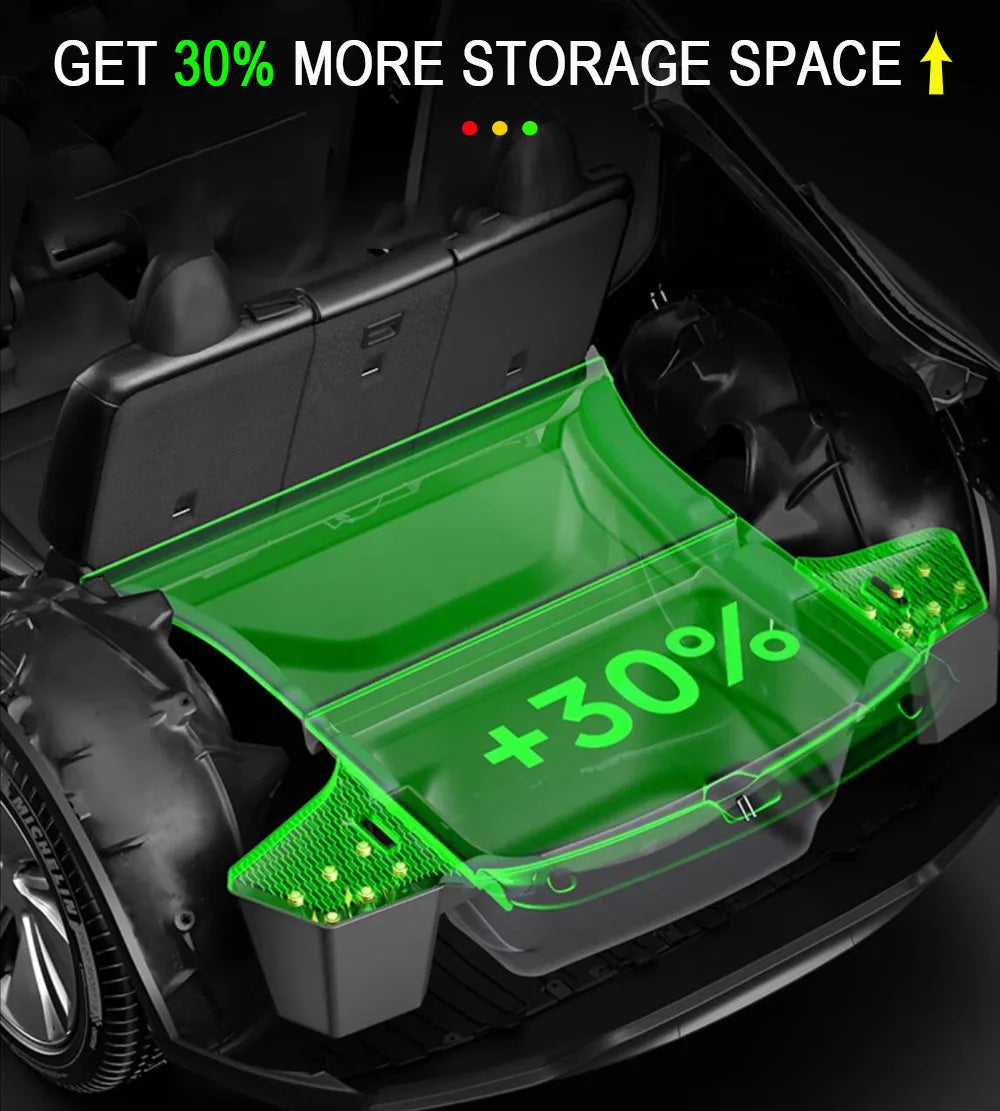 USVOTOV Tesla Model Y Juniper 2025 Trunk Organizer – TPE Rear Trunk Side Storage Bins MyPetiteCar.com