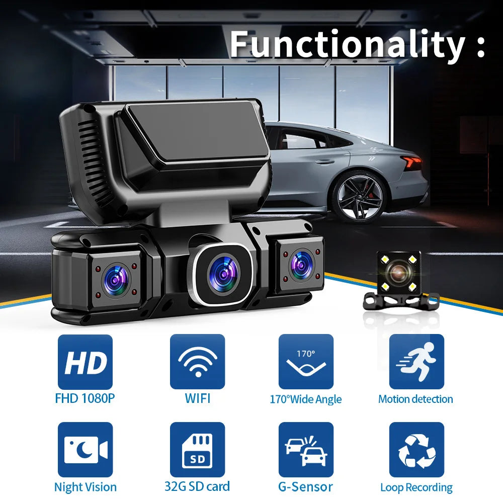 4-Channel 360° Dash Cam | 1080P, WiFi App, 24H Parking Monitor MyPetiteCar.com
