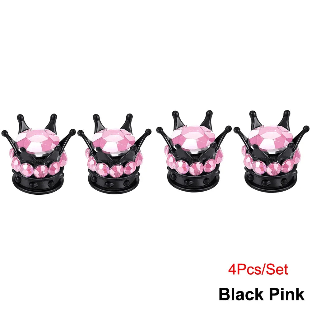 Bling Bling Rhinestone Valve Stem Caps | Chrome Crown Tire Valve Caps for Cars, Bikes & Motorcycles MyPetiteCar.com