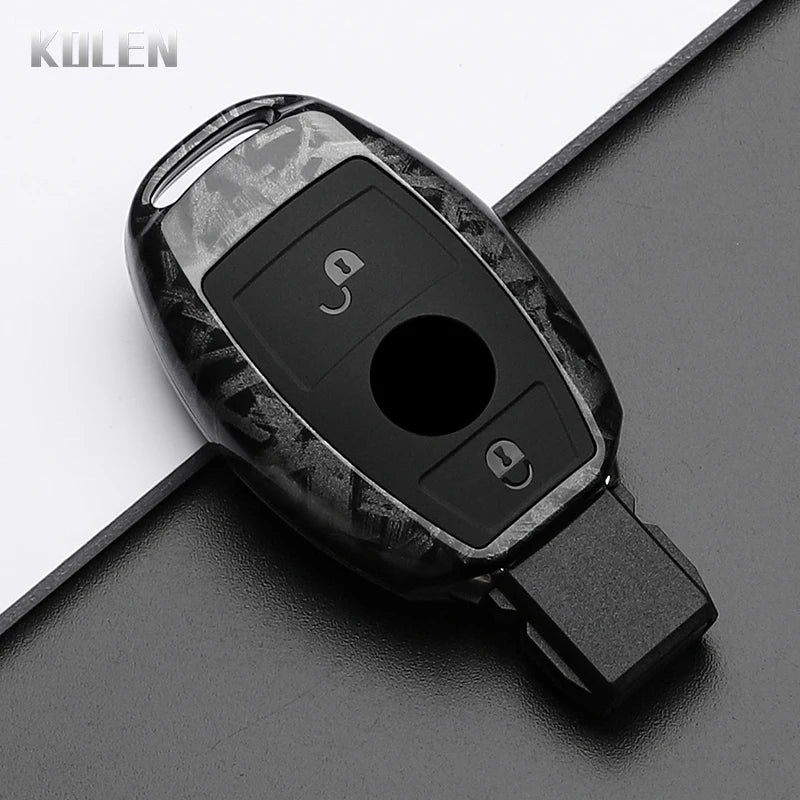 ABS Carbon Fiber Style Car Key Case Cover For Mercedes Benz A B C E Class GLS GLA GLK GLC CLS CLA AMG W204 W205 W212 W463 W176 MyPetiteCar.com