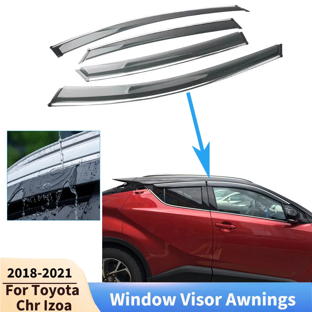 Toyota C-HR Izoa Window Visor 2018-2021 | Weathershield Rain Deflector Set MyPetiteCar.com