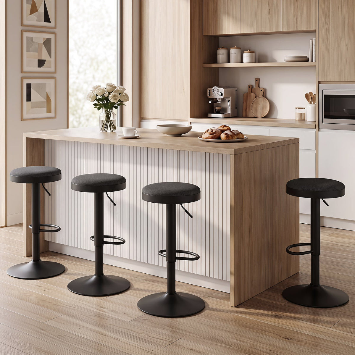 Adjustable Swivel Bar Stools Set of 4 with Padded Seats DirectDeals