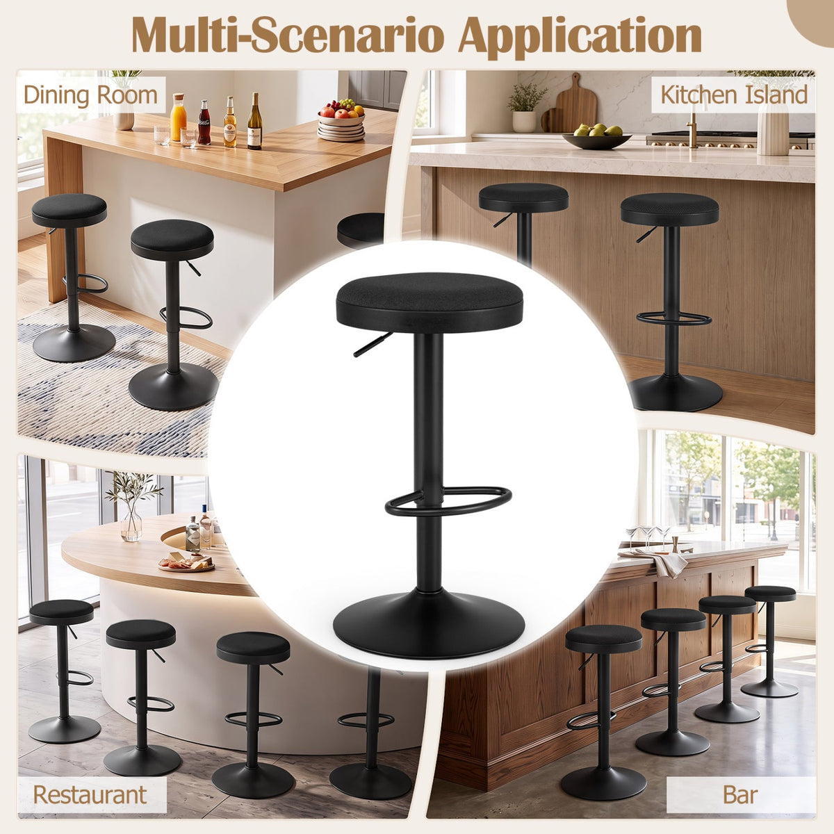 Adjustable Swivel Bar Stools Set of 4 with Padded Seats DirectDeals