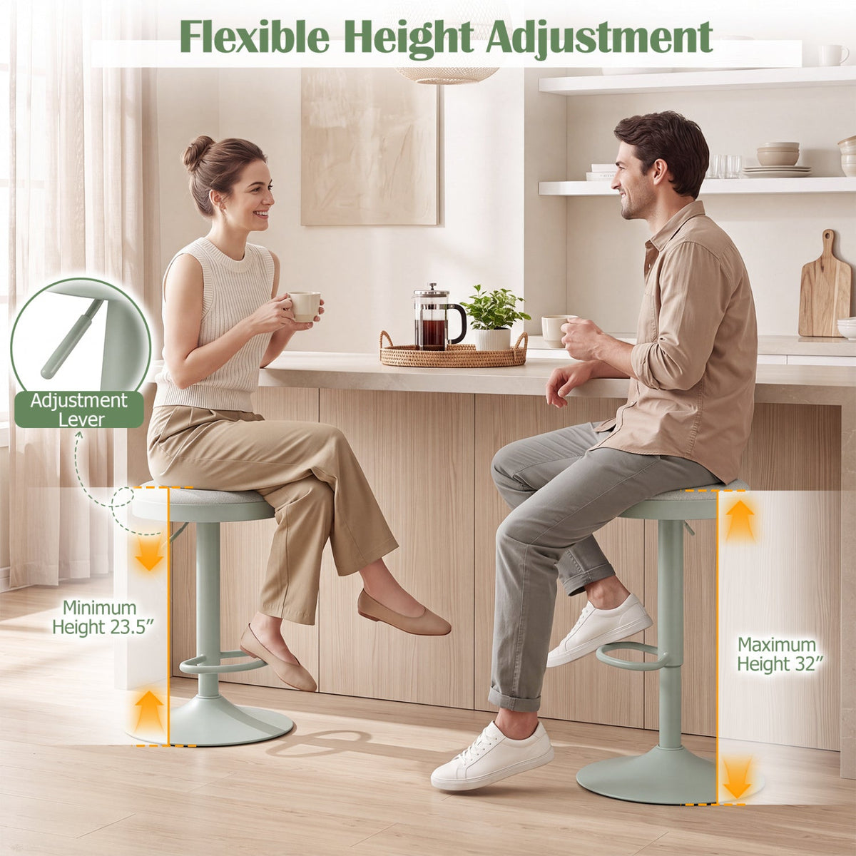 Adjustable Swivel Bar Stools Set of 4 with Padded Seats DirectDeals