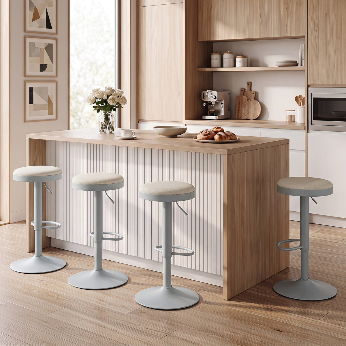 Adjustable Swivel Bar Stools Set of 4 with Padded Seats DirectDeals