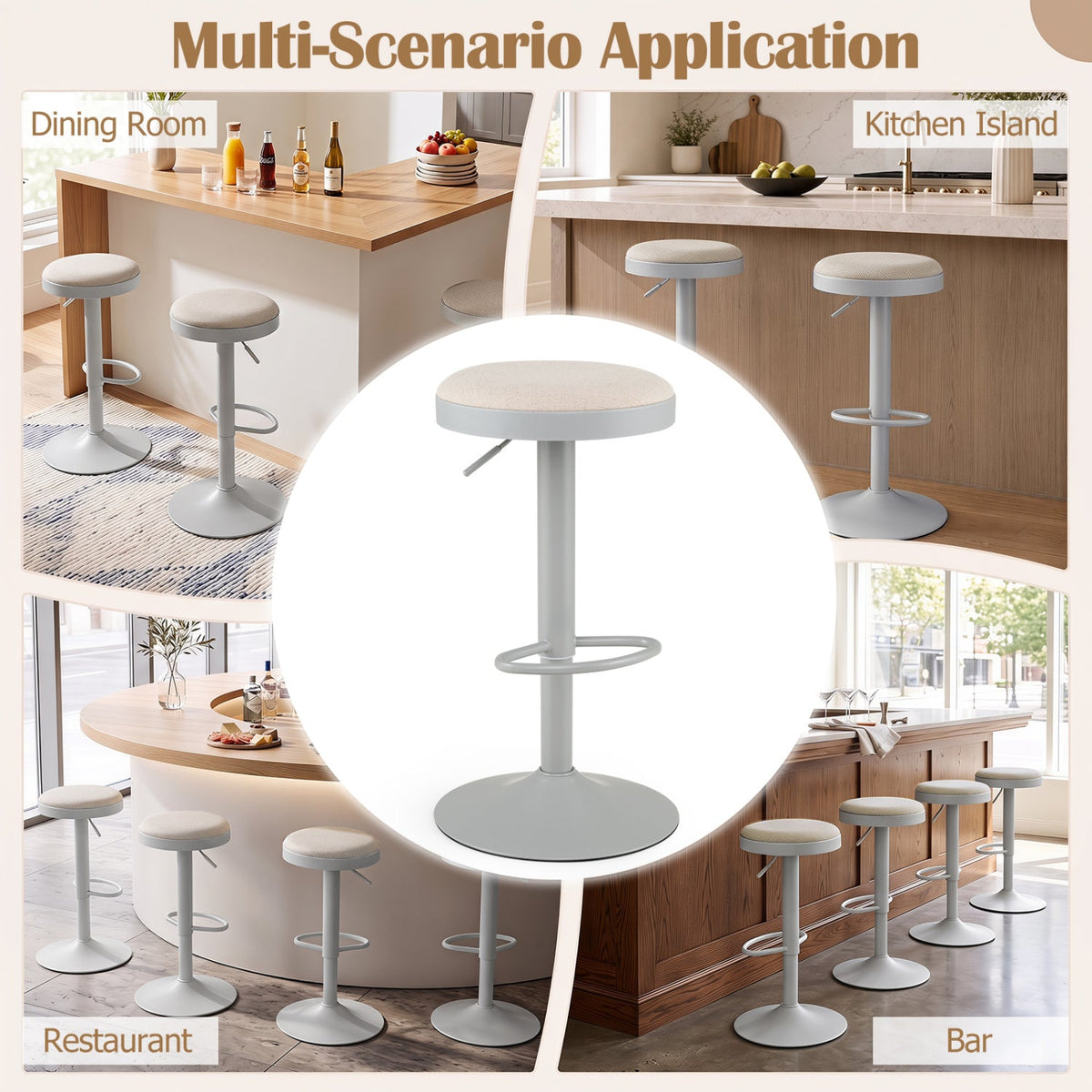 Adjustable Swivel Bar Stools Set of 4 with Padded Seats DirectDeals