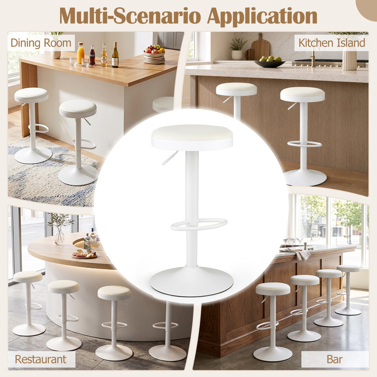 Adjustable Swivel Bar Stools Set of 4 with Padded Seats DirectDeals