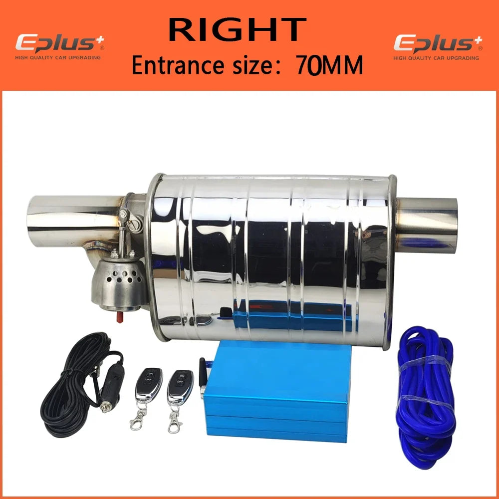 EPLUS Stainless Steel Remote Control Exhaust Vacuum Valve | Variable Silencer for Universal 51 63 76 mm Pipes