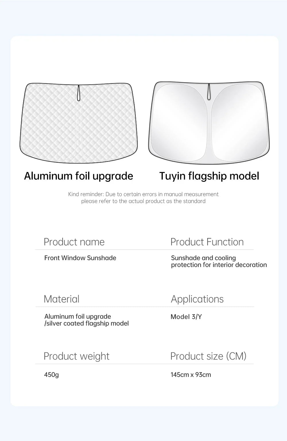 Tesla Model Y 3 Front Window Sunshade | UV Protection Glass Roof Skylight Visor MyPetiteCar.com