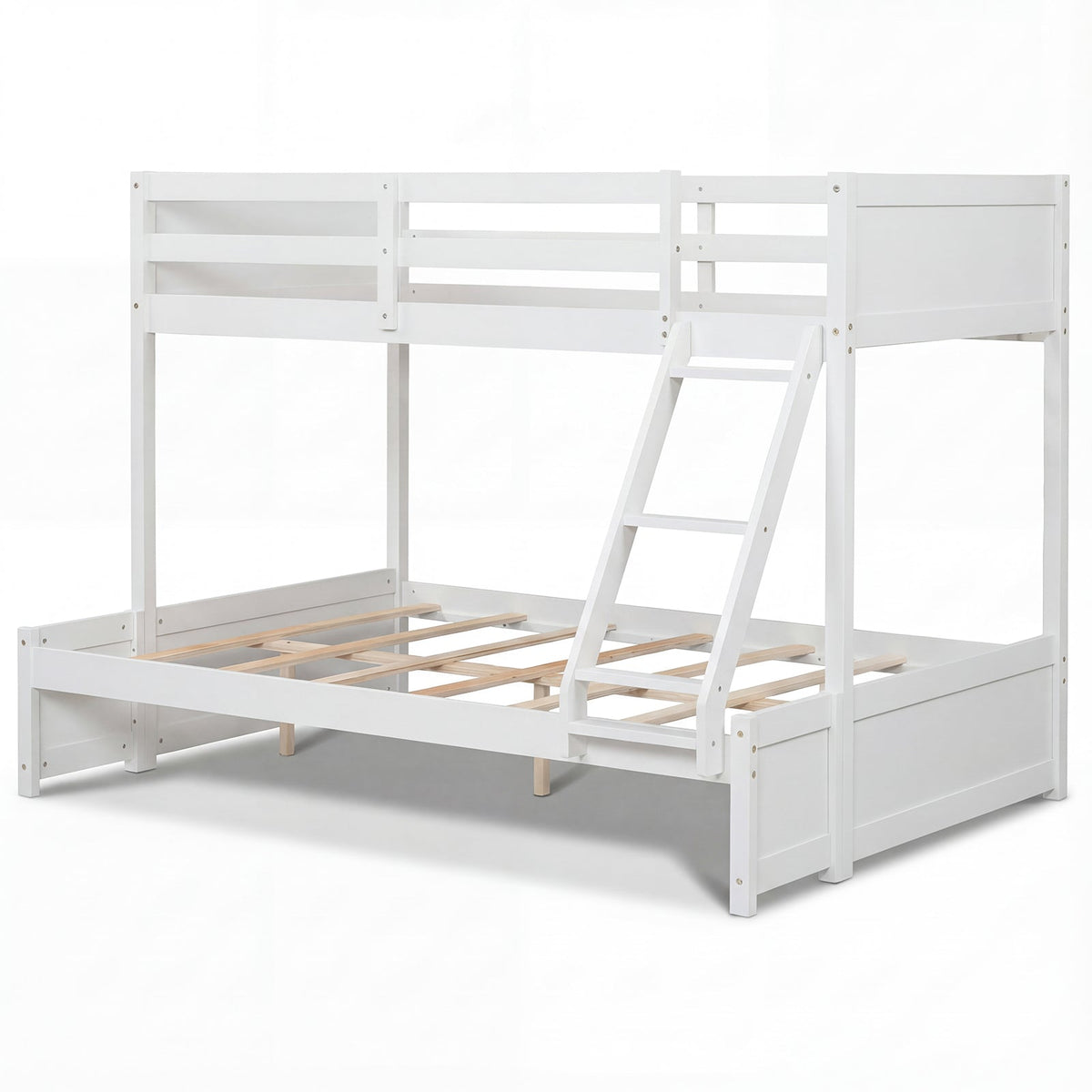 Twin Over Full Bunk Bed with 3-Step Ladder and Full-Length Guardrails DirectDeals