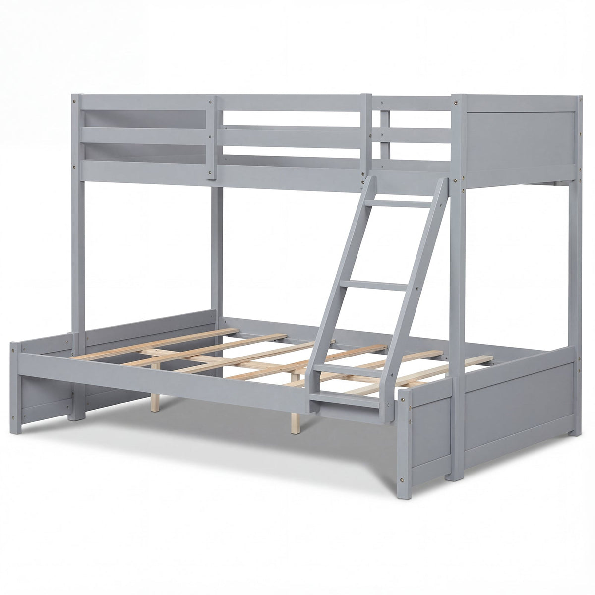 Twin Over Full Bunk Bed with 3-Step Ladder and Full-Length Guardrails DirectDeals