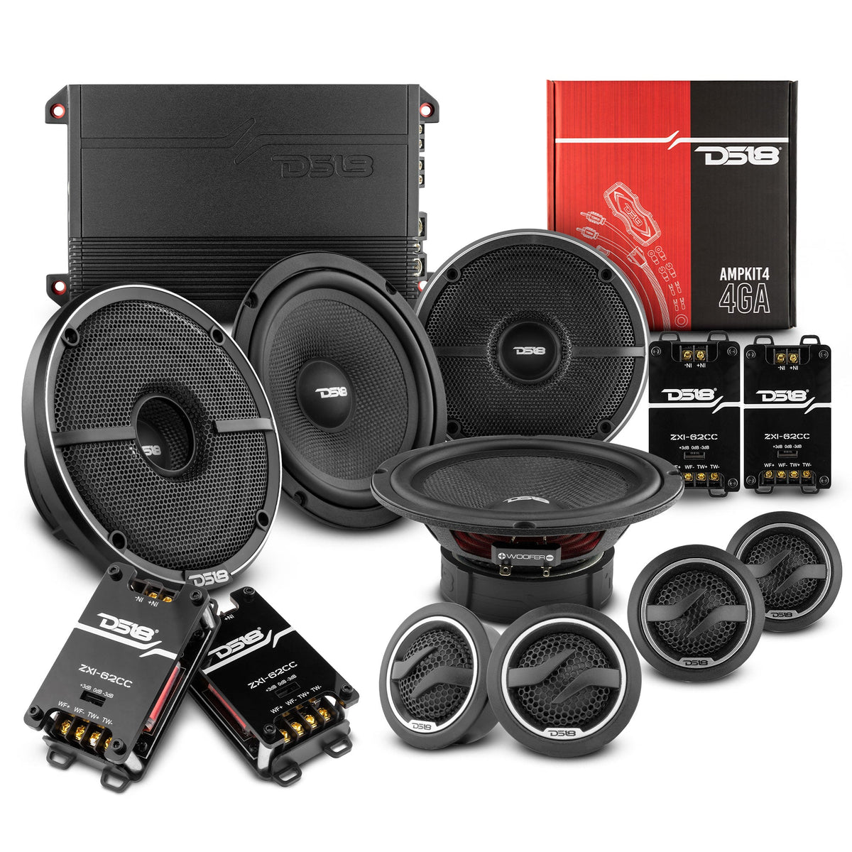 DS18 2008-2019 Honda Accord Front and Back Doors Speakers Better Upgrade/Replacement Package 1600 Watts DS18