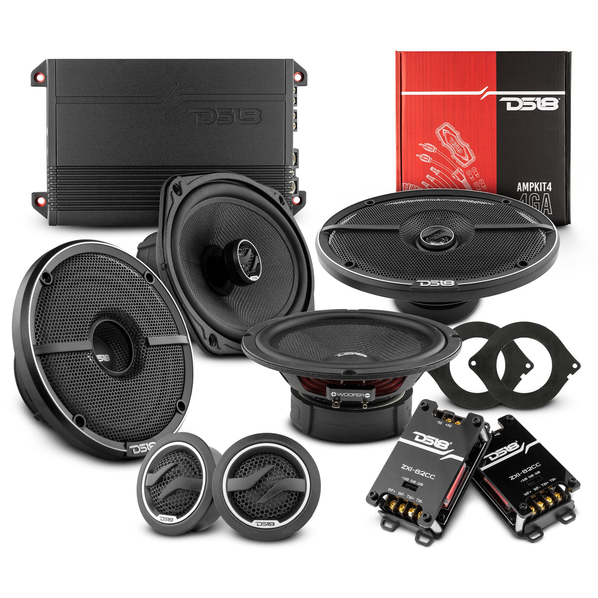 DS18 2012-2021 RAM 1500 Crew and Quad Cab Front and Back Doors Speakers Better Upgrade/Replacement Package 1600 Watts DS18