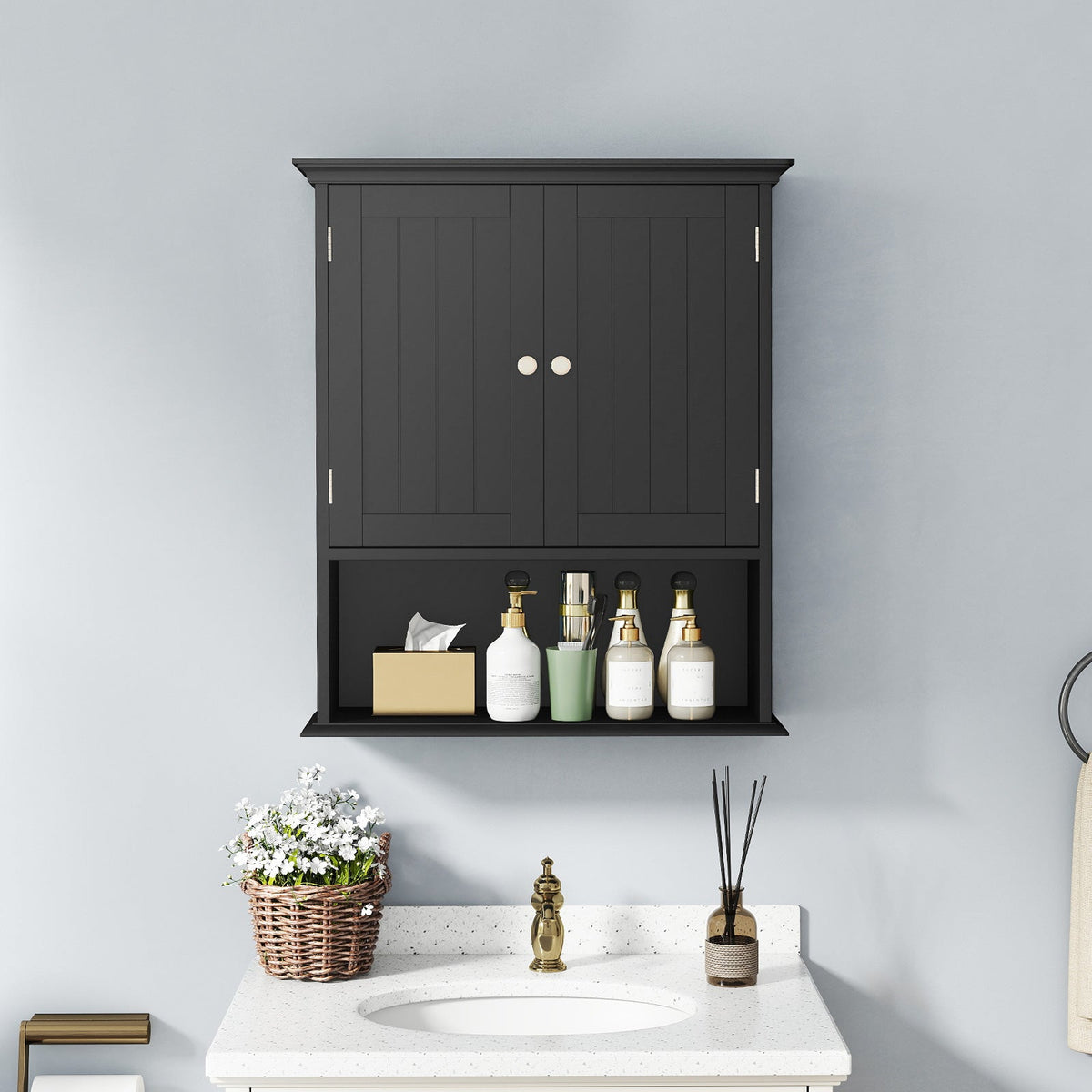 Wall Mount Bathroom Cabinet Storage Organizer with Doors and Shelves DirectDeals