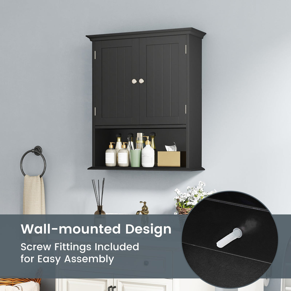 Wall Mount Bathroom Cabinet Storage Organizer with Doors and Shelves DirectDeals