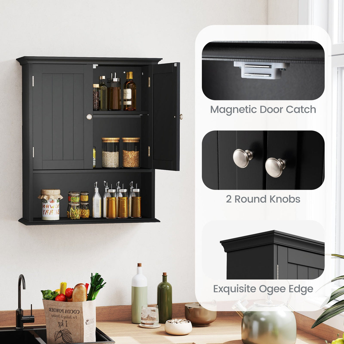 Wall Mount Bathroom Cabinet Storage Organizer with Doors and Shelves DirectDeals