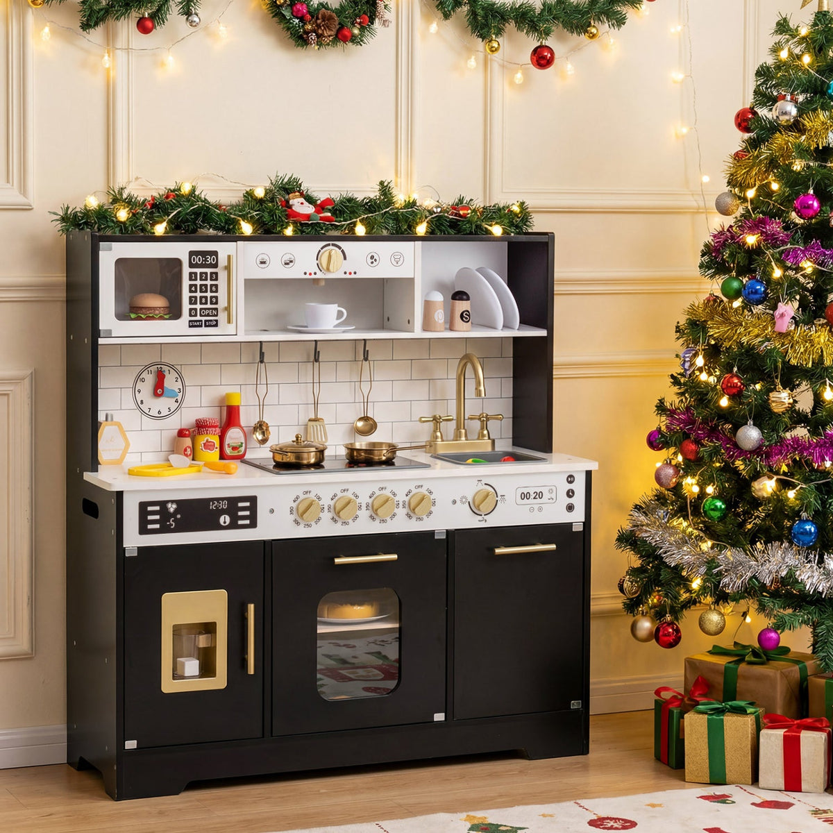 Wooden Play Kitchen for Kids with Realistic Lights and Sounds DirectDeals