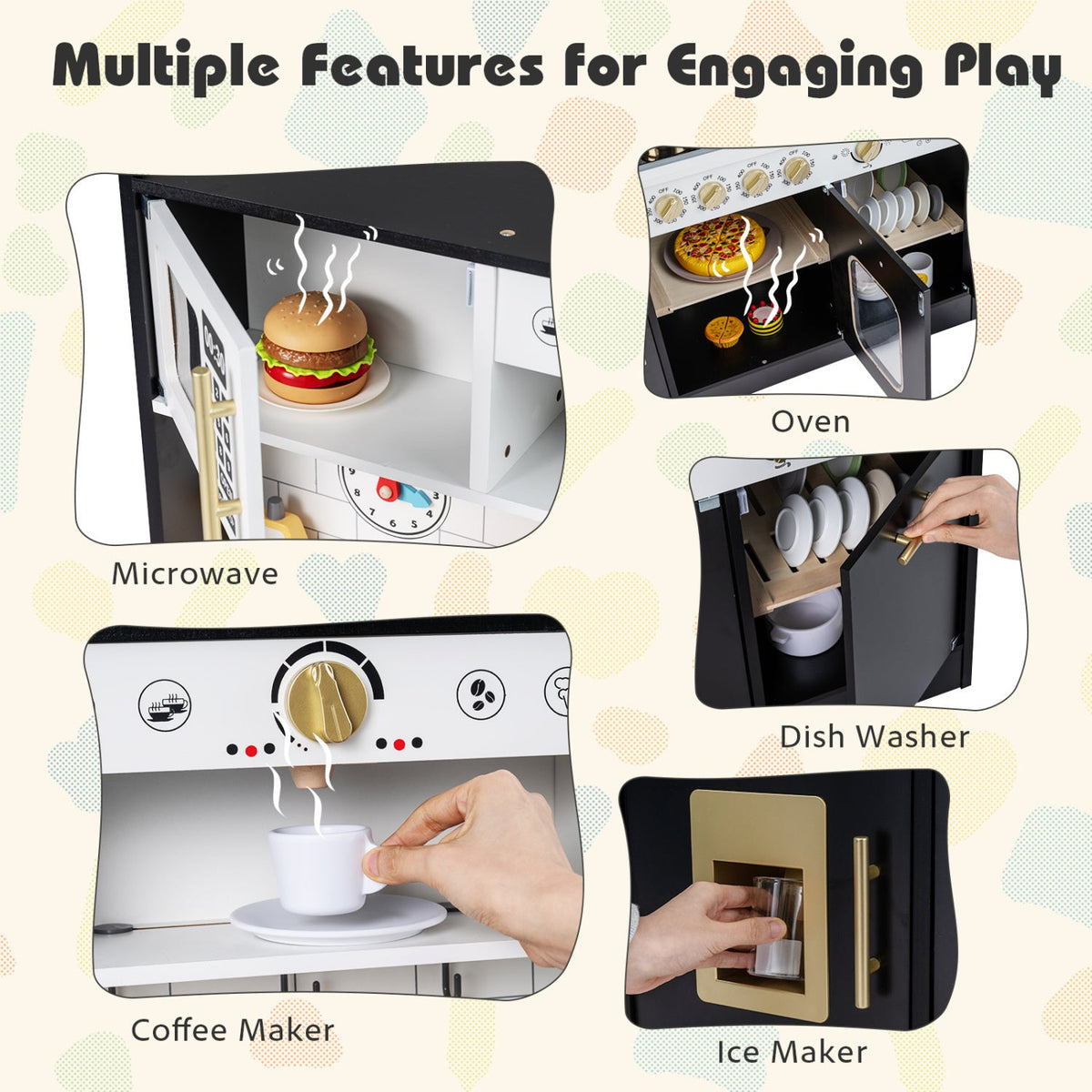 Wooden Play Kitchen for Kids with Realistic Lights and Sounds DirectDeals