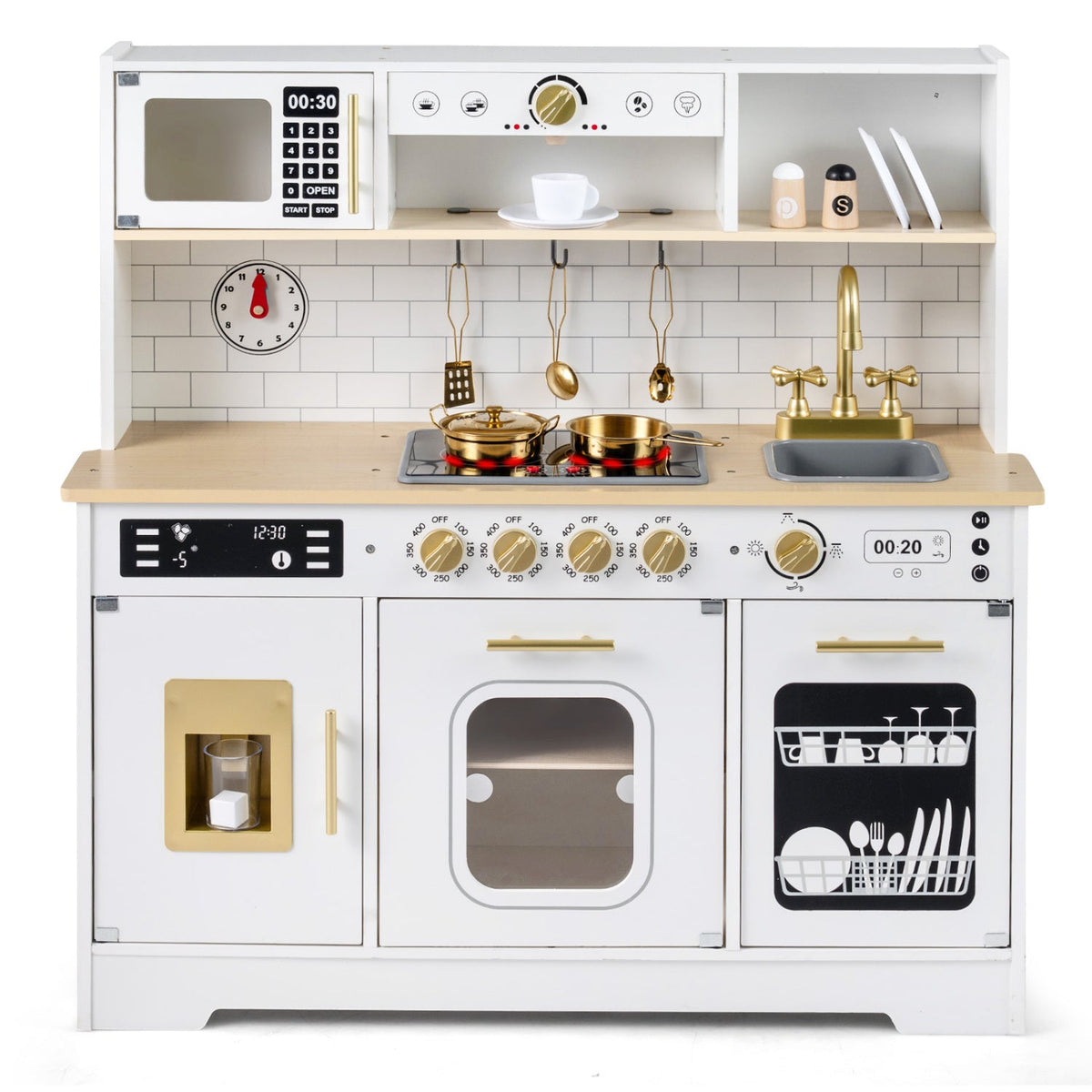 Wooden Play Kitchen for Kids with Realistic Lights and Sounds DirectDeals