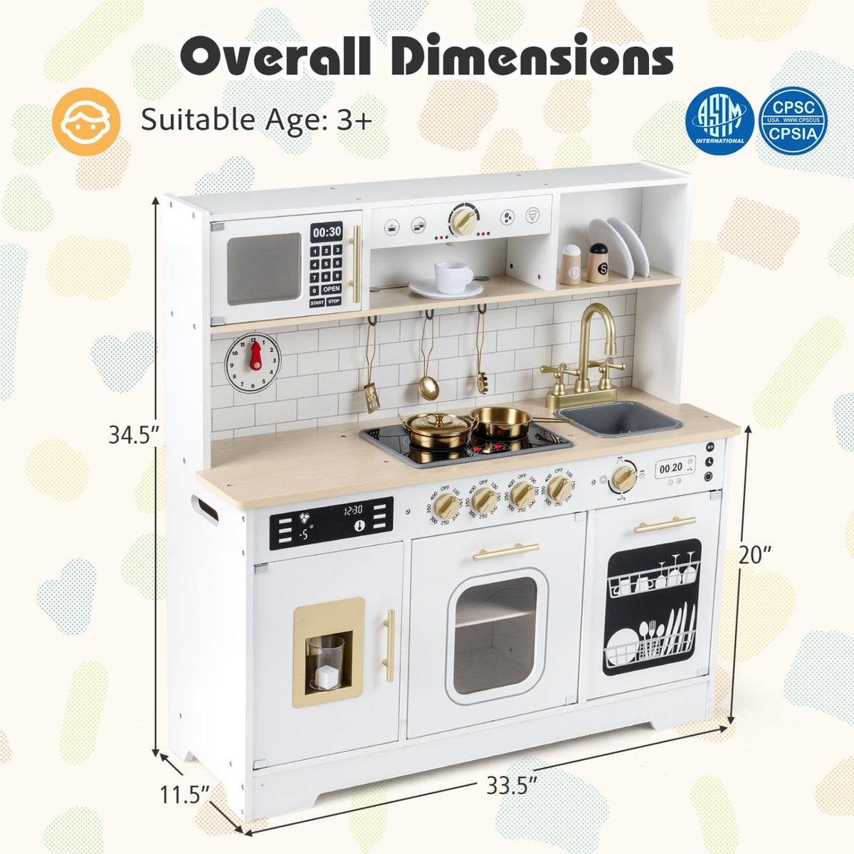 Wooden Play Kitchen for Kids with Realistic Lights and Sounds DirectDeals