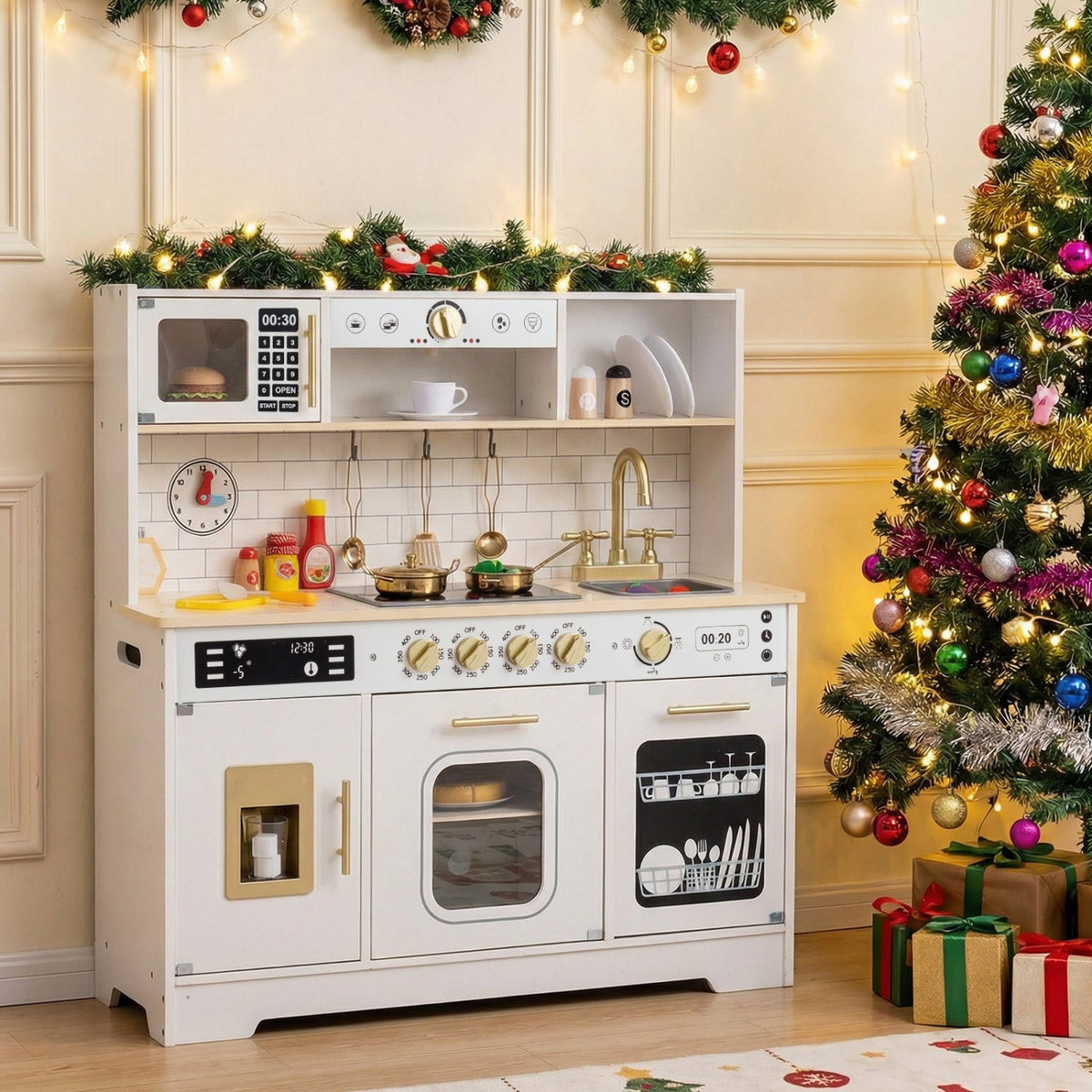 Wooden Play Kitchen for Kids with Realistic Lights and Sounds DirectDeals