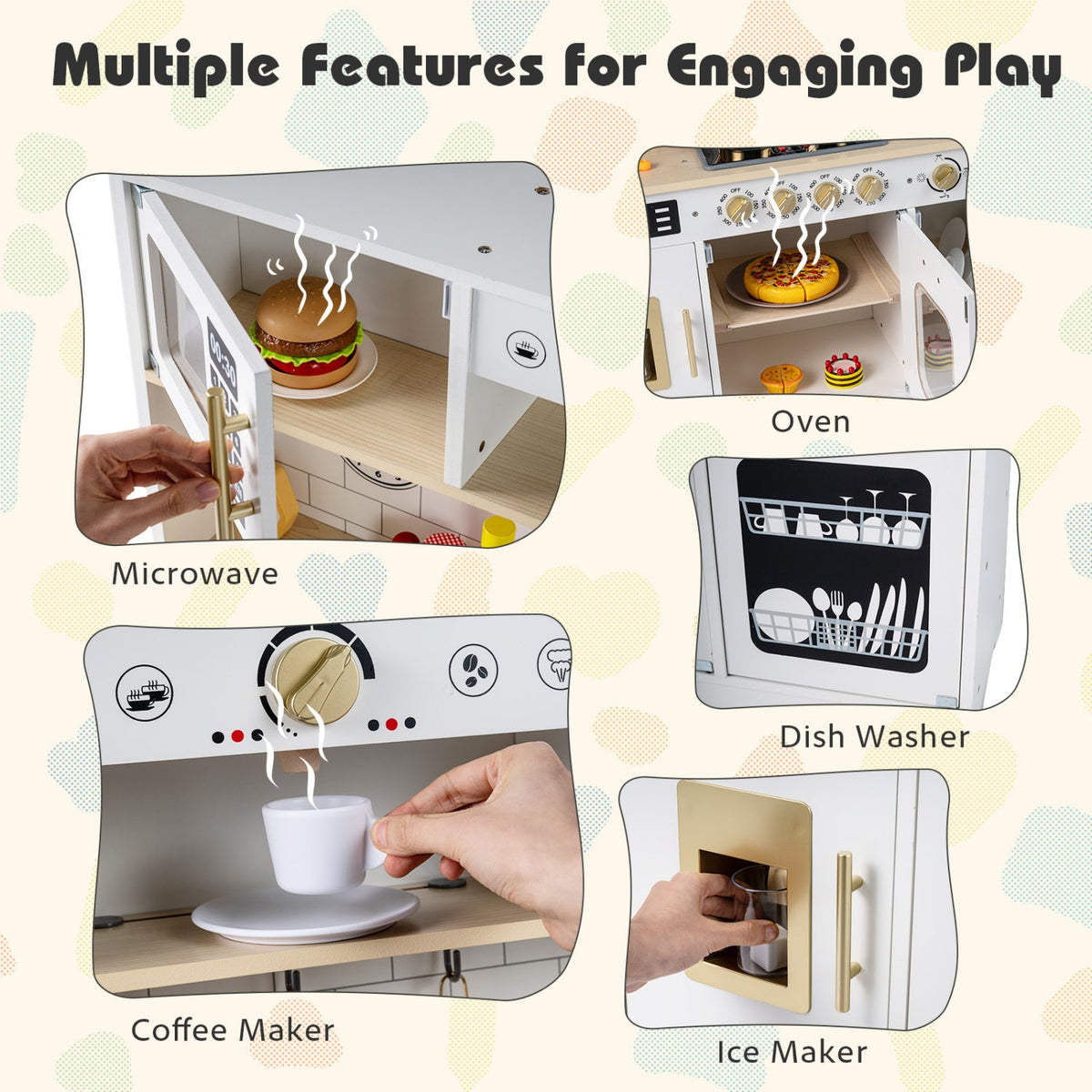 Wooden Play Kitchen for Kids with Realistic Lights and Sounds DirectDeals