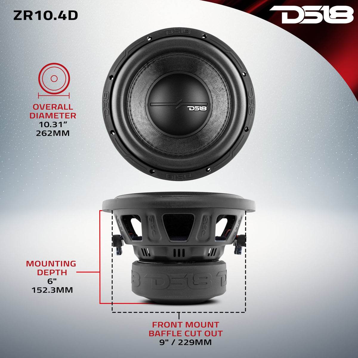 ZR 10" Subwoofer 700 Watts Rms DVC  4-Ohm DS18
