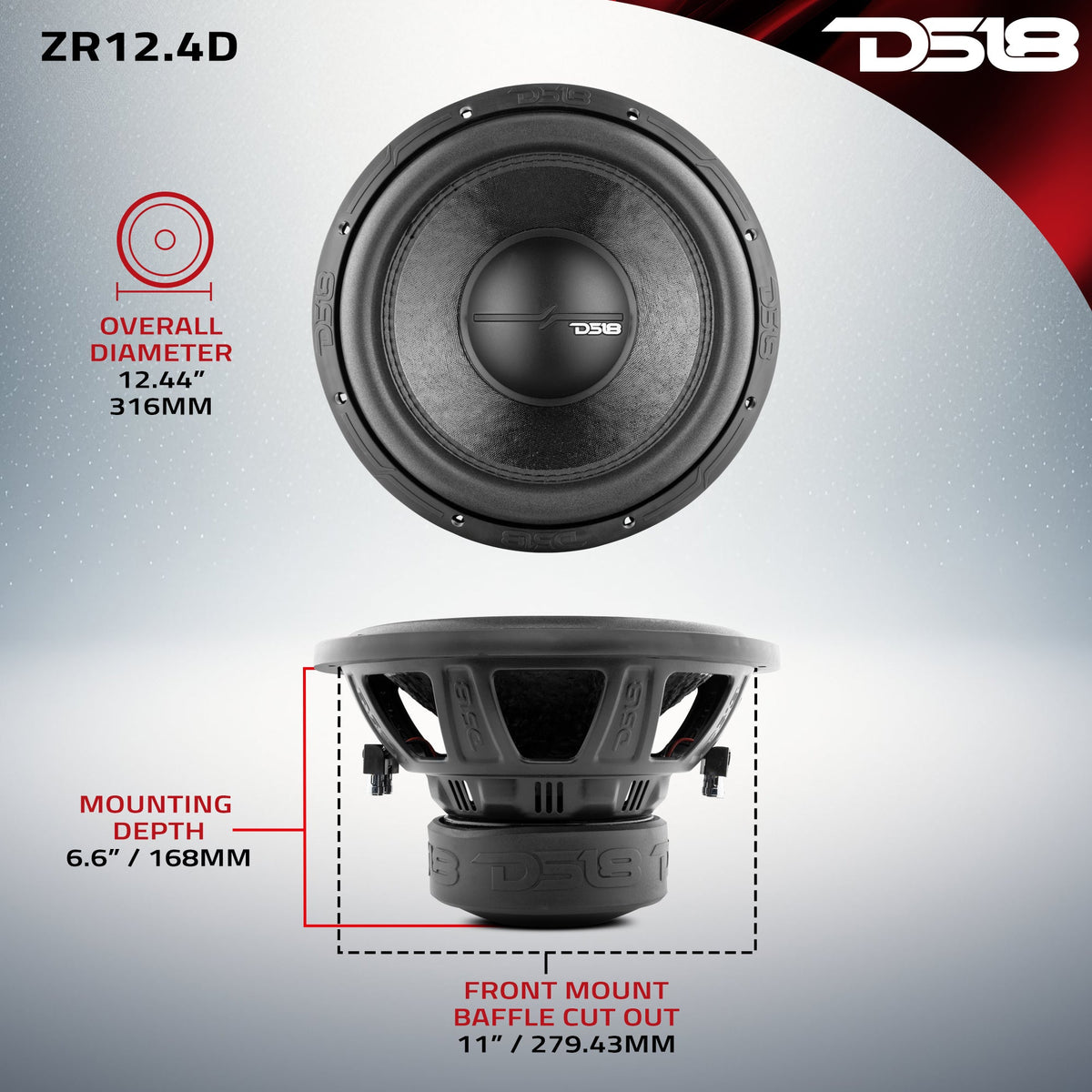 ZR 12" Subwoofer 750 Watts Rms DVC  4-Ohm DS18