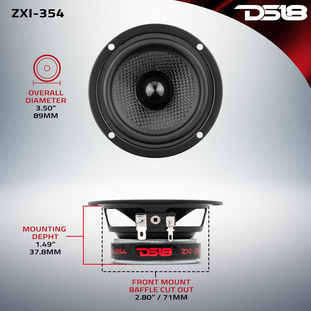 ZXI 3.5" Full-Range Speakers with Kevlar Cone | 40 Watts RMS 4-Ohm DS18