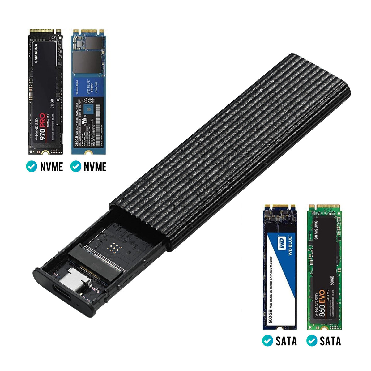 Dual Protocol SSD Universal Hard Disk Enclosure