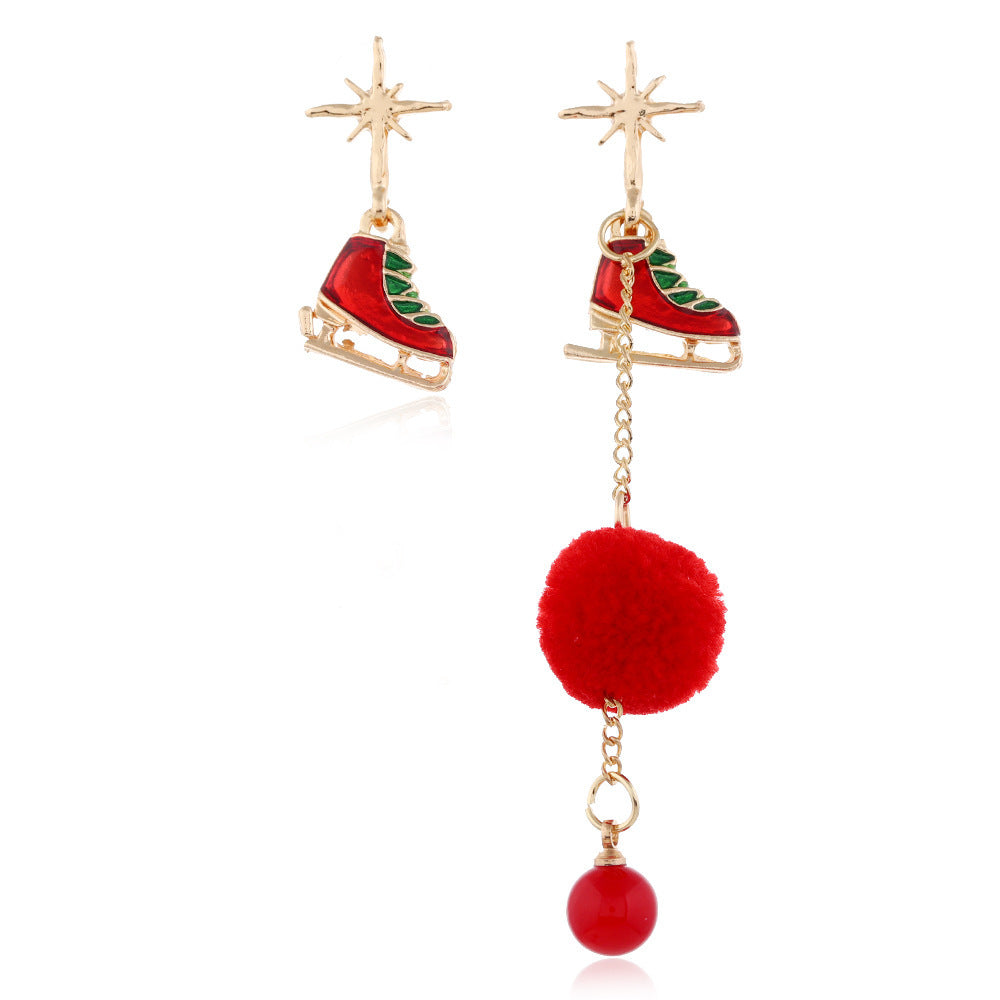 European American Christmas Snowflake Earrings