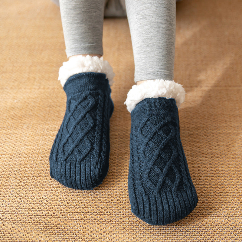 Winter Knitted Plush Socks, Non-slip, Women’s