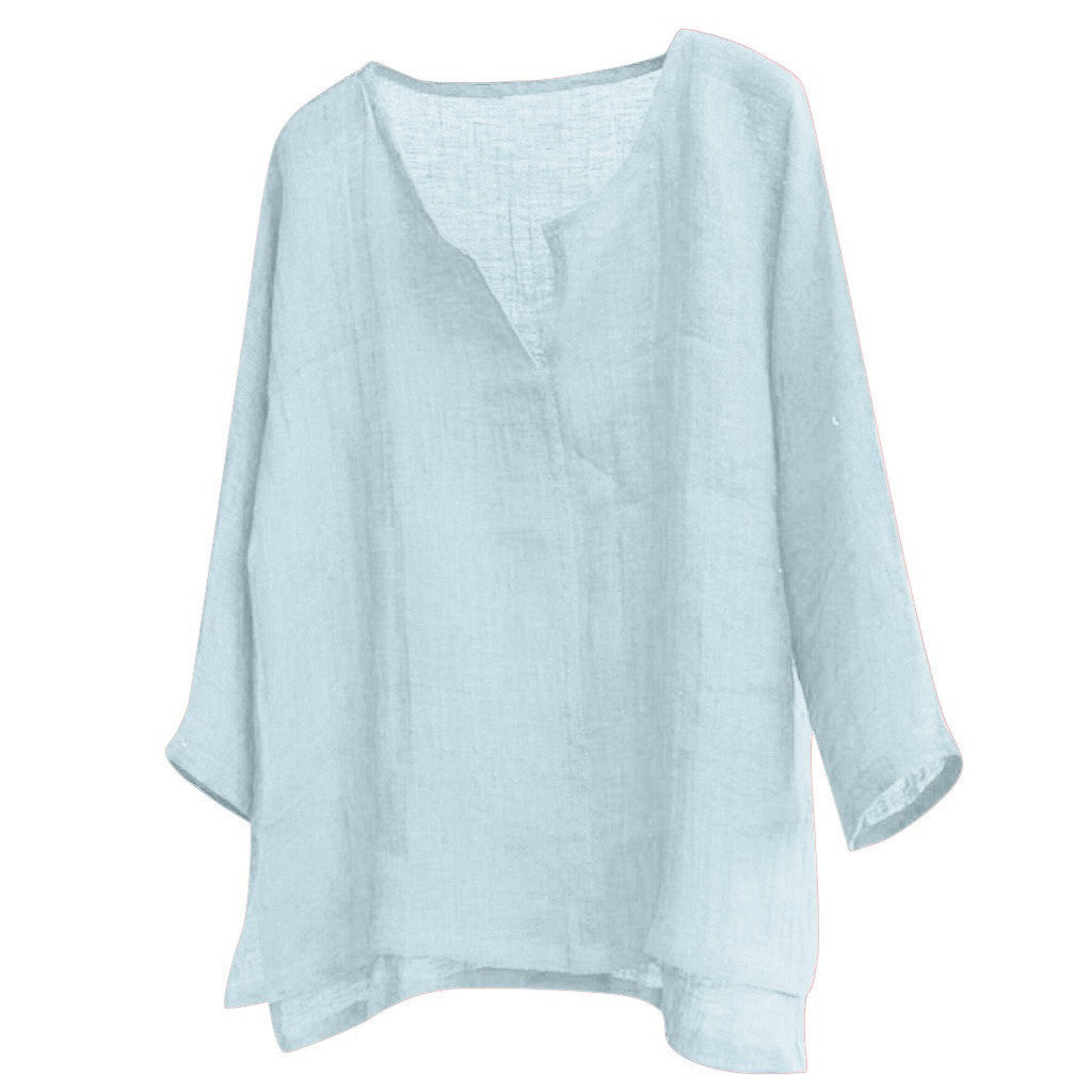 Chinese Style V-neck Men's Long-sleeved Shirt