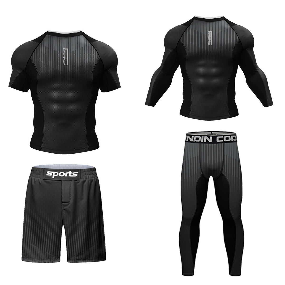 3D Printing Quick-drying Stretch Outdoor Fitness Basketball Sports Tights 4 PCs Set