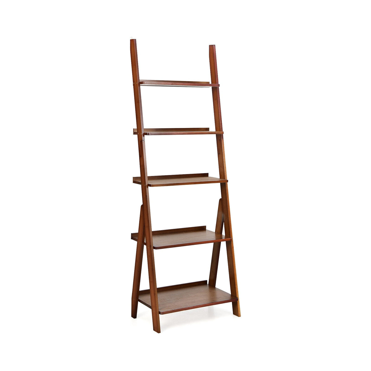 5-Tier Bamboo Ladder Shelf for Home Use
