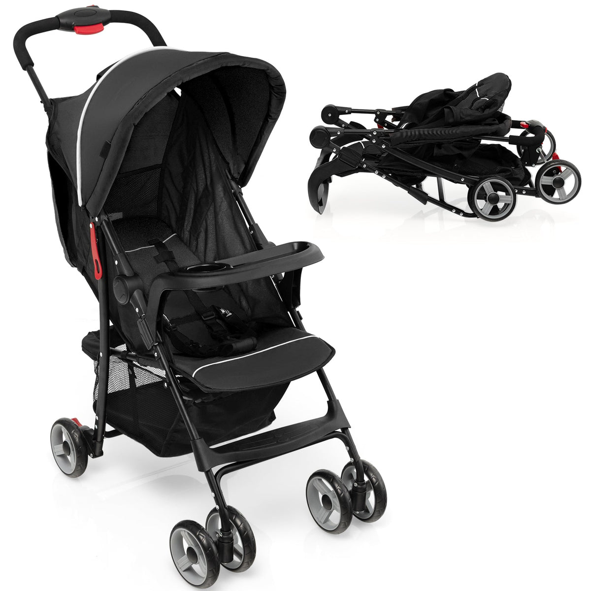 Toddler Travel Stroller for Airplane with Canopy and Adjustable Backrest
