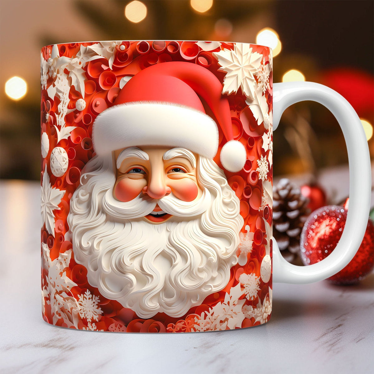 Creative 3D Christmas Ceramic Mug Snowman Santa Design