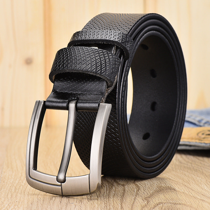Men's Vintage Cowhide Mesh Pin Buckle Casual Belt