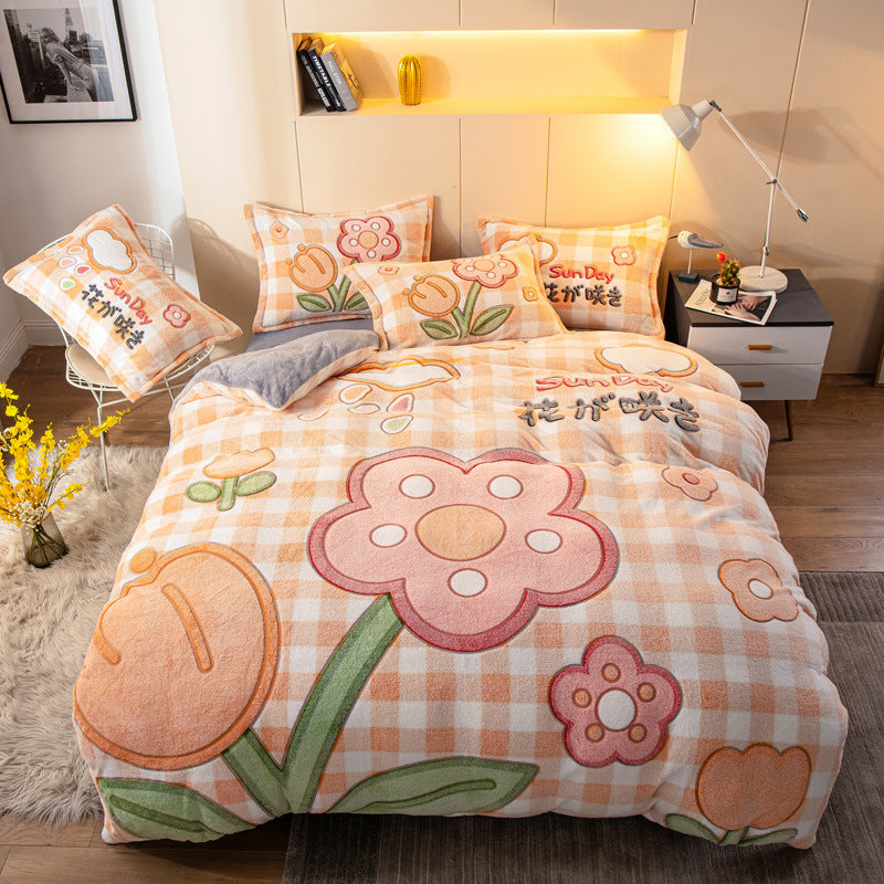 Four-piece Velvet Bedding Set Warm Milk Velvet