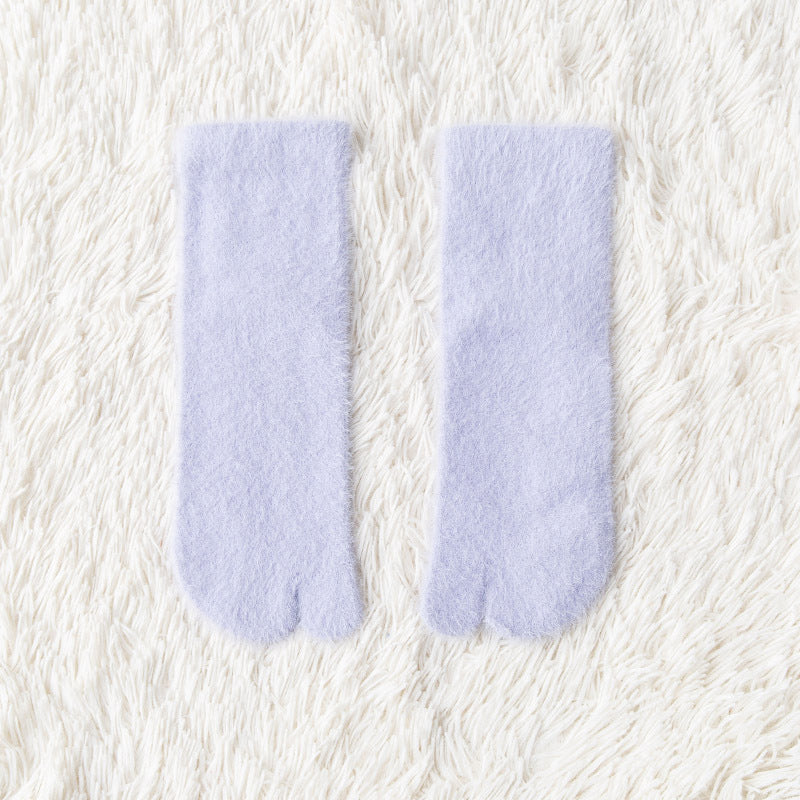 Women's Fleece-lined Thermal Winter Toe Socks Mid-calf Thick Warm