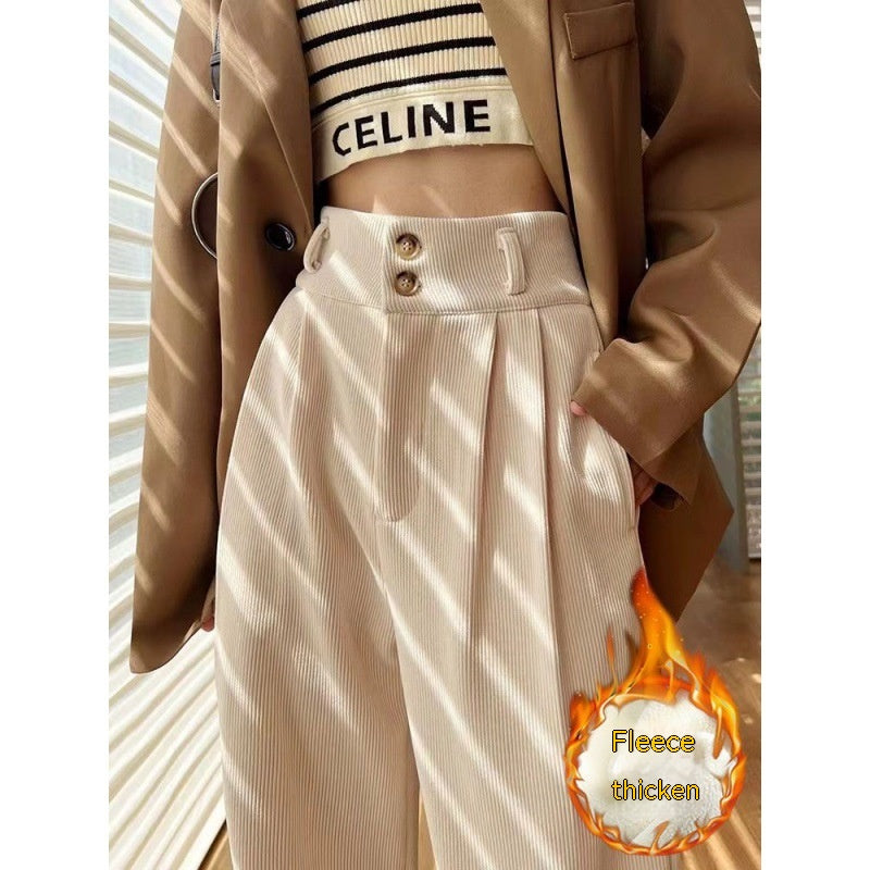 Chenille Fleece Wide-leg Pants Women