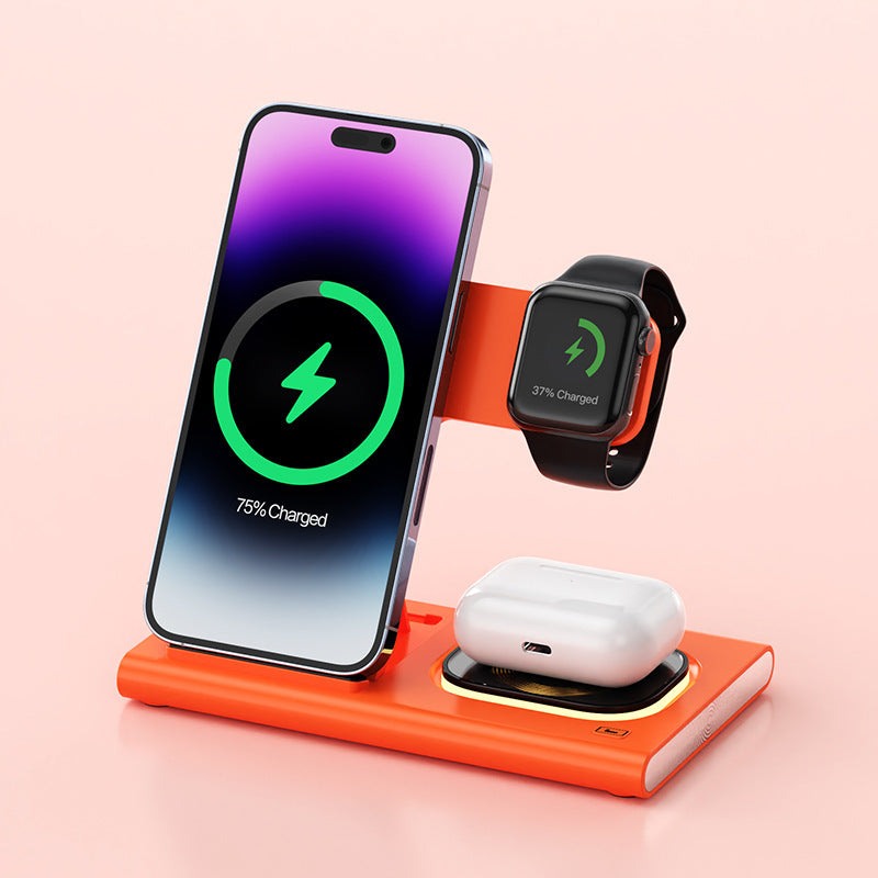 3 In 1 15W Wireless Charger Magnetic Night Light Stand