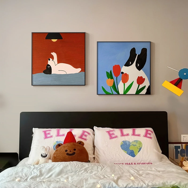 Cartoon Dog Red Square Restaurant Mural My Store