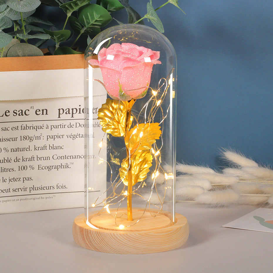 Eternal Rose with LED Light in Glass Cover