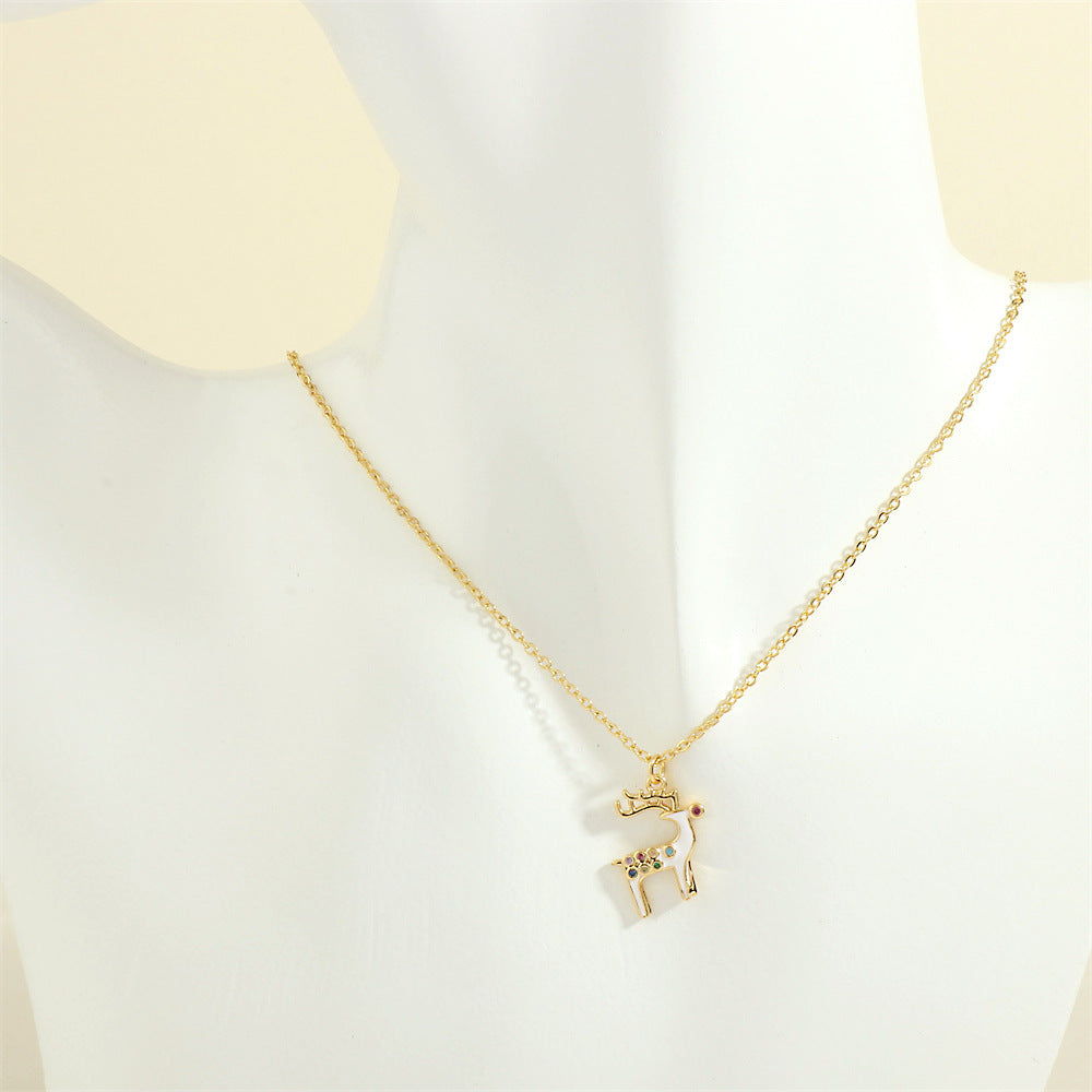 Christmas Necklace, Santa, Snowman, Rhinestones