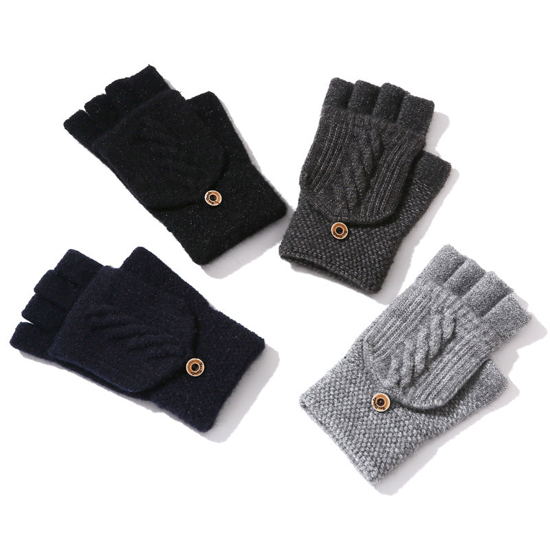 Women's Korean-style Thickened Thermal Knit Gloves In Solid Colors For Winter