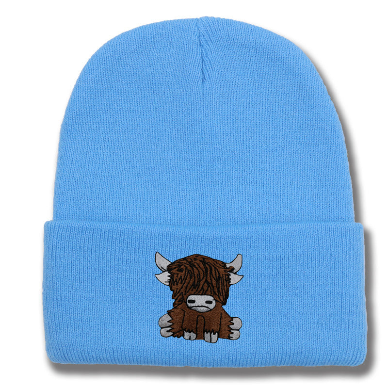 Cartoon Long Hair Yak Knitted Hat Winter Warm Wool