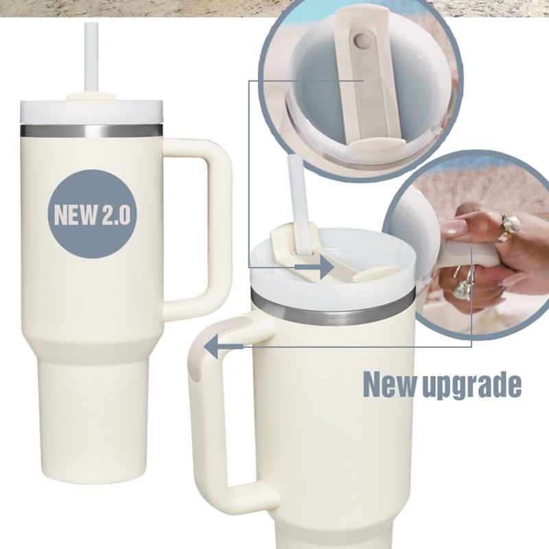 1200ml Stainless Steel Mug Coffee Cup Thermal Travel Car Auto Mugs T hermos 40 Oz Tumbler with Handle Straw Cup Drinkware New In